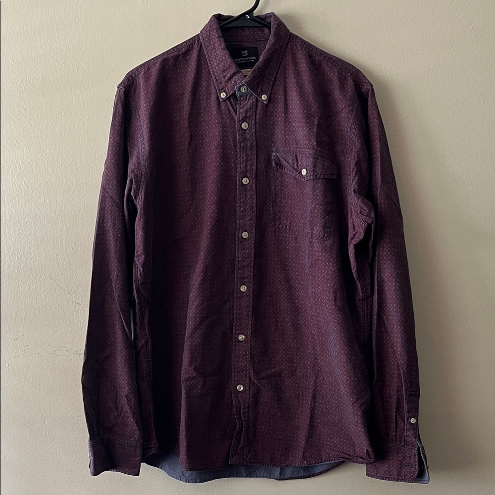 Scotch & Soda Dark Red Casual Button Down Shirt